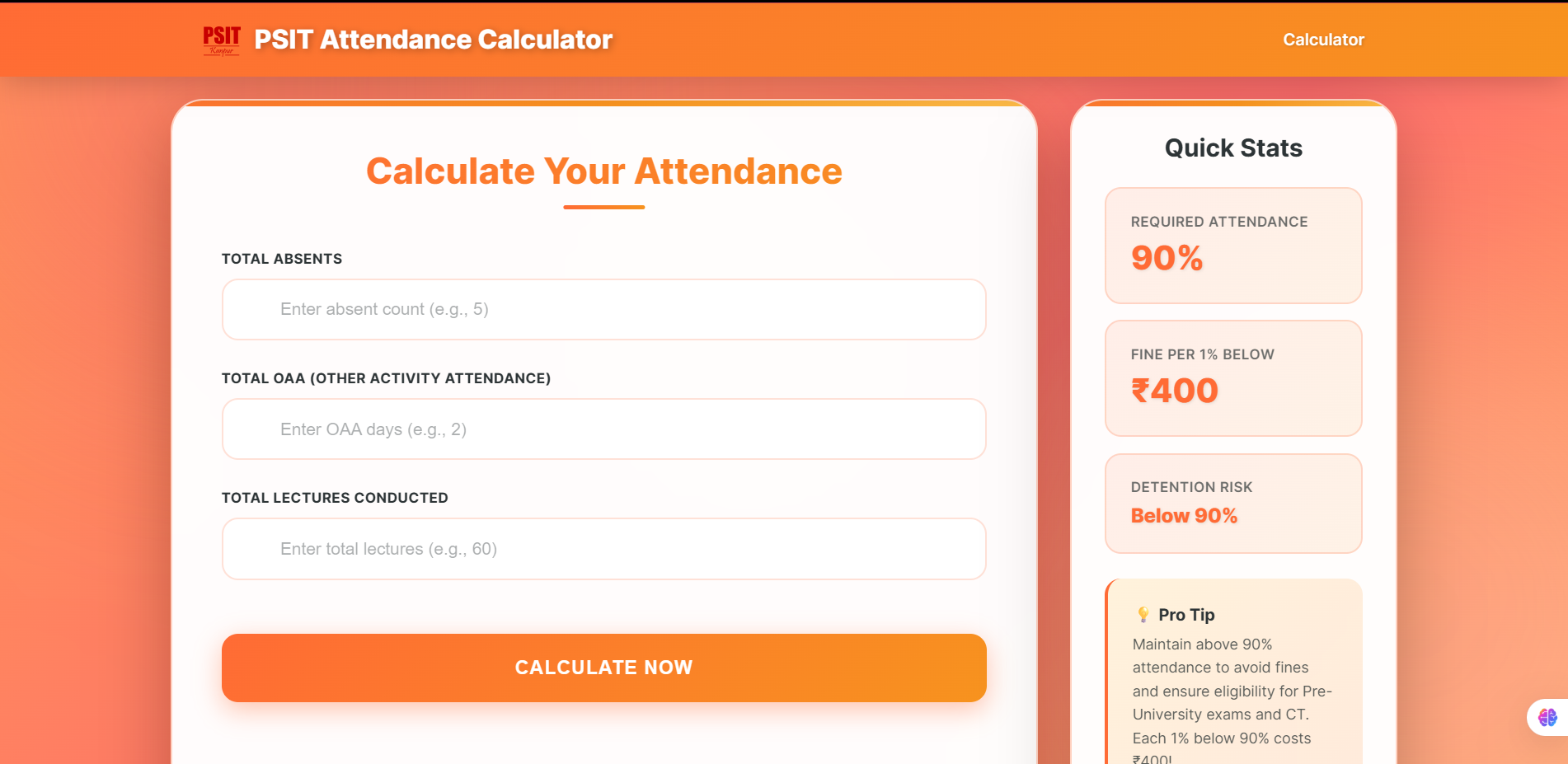 Attendance Calculator
